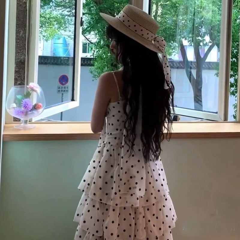 Vapetix S-2XL French Sweet Polka Dot Dress for Women, Summer Stunning High-End Cupcake Dress, Vacation Gentle Sty – Bild 4