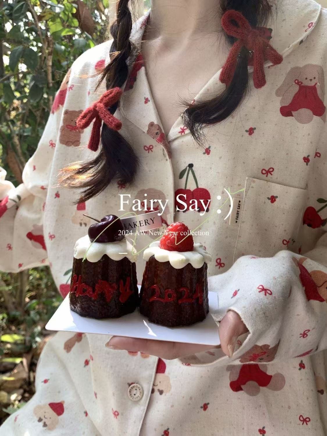 Vapetix M-XXL Spring and Autumn Sleepwear Set for Girls - New Cloud Cotton Long Sleeve Small Stand Collar Long Sl