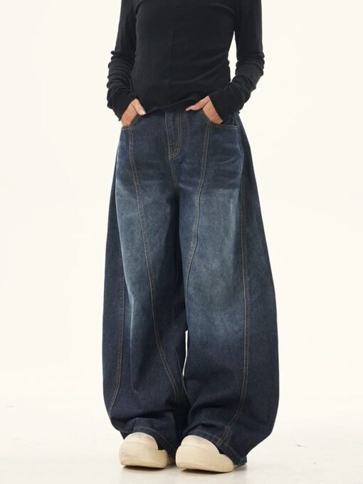 Vapetix S-XL  2025 New Summer Bending Knife Denim Retro Design 3D Women's Loose Floor-Length Wide Leg Scythe Pant