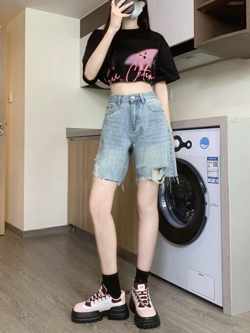 Vapetix XS-2XL  High-quality ripped denim shorts for women, new summer design, thin, fashionable and trendy, retro