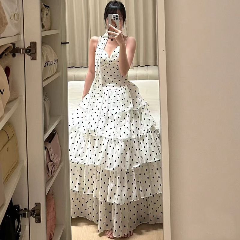 Vapetix S-2XL French Sweet Polka Dot Dress for Women, Summer Stunning High-End Cupcake Dress, Vacation Gentle Sty – Bild 5