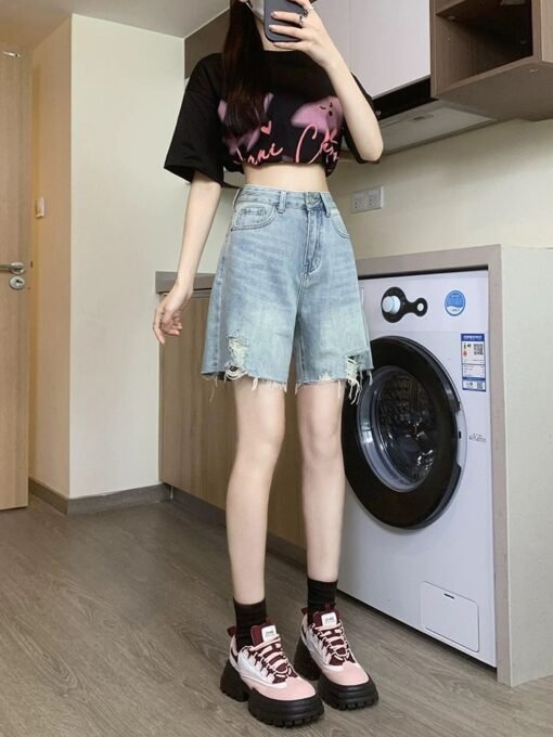 Vapetix XS-2XL  High-quality ripped denim shorts for women, new summer design, thin, fashionable and trendy, retro – Bild 5