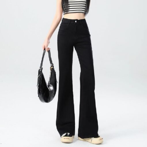 Vapetix XS-XL  High-quality black non-tight leg elastic bell-bottom jeans for women – Bild 7