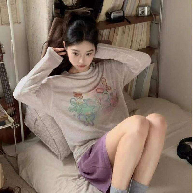 Vapetix S-XL Guangzhou Original Fabric Colorful Hand-painted Graffiti Sun Protection Sweatshirt for Women, Net M – Bild 3