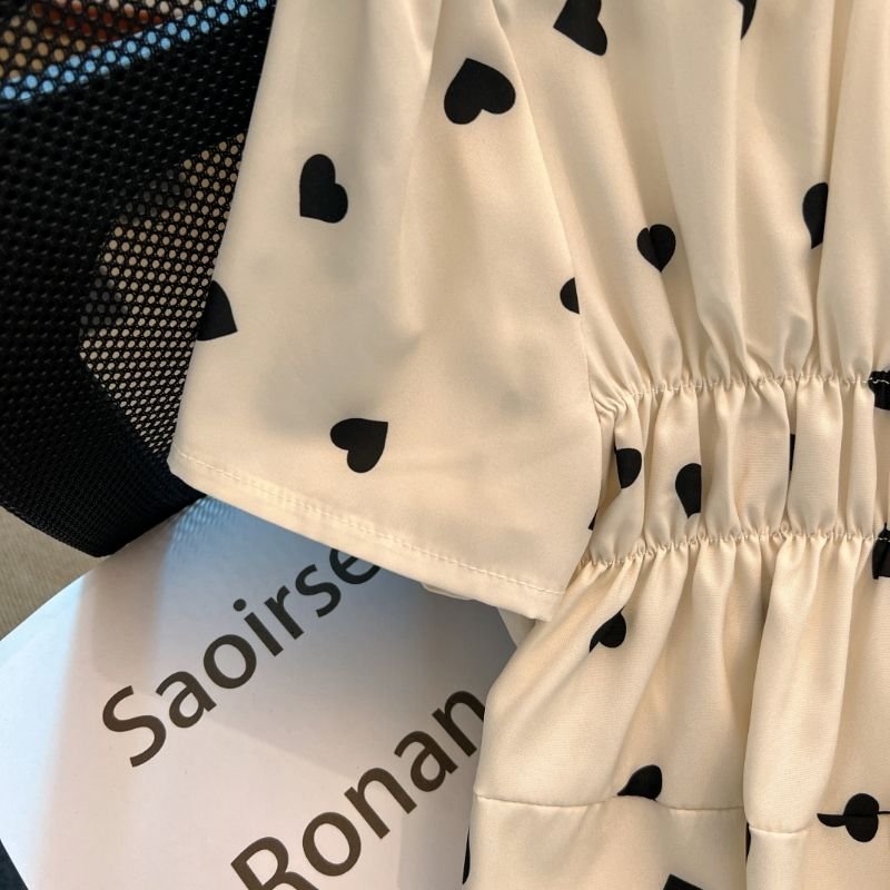 Vapetix Free Size-Free Size Stylish and Versatile Heart Short-Sleeve Shirts for Women - 2025 Summer New Arrival, French Subtle – Bild 2