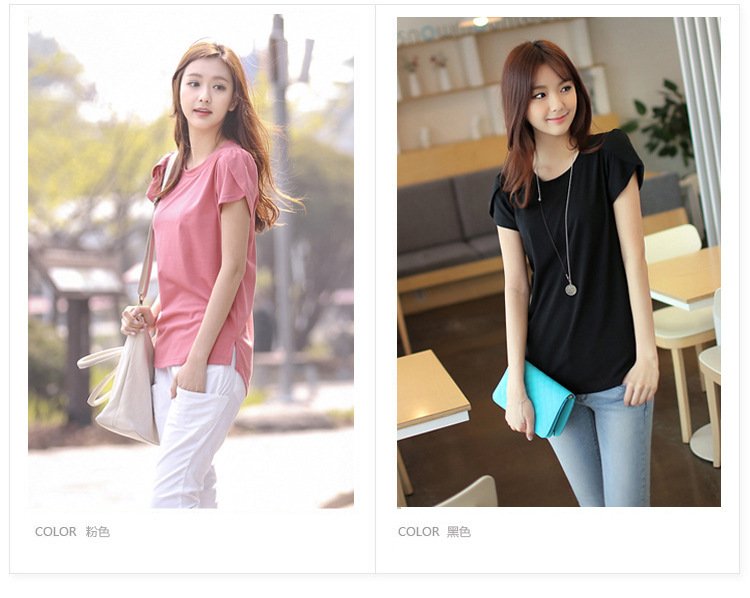 Vapetix M-5XL New 2024 Korean Style Solid Color Loose Plus Size Women's Crew Neck Short Sleeve T-Shirt Summer Top – Bild 3