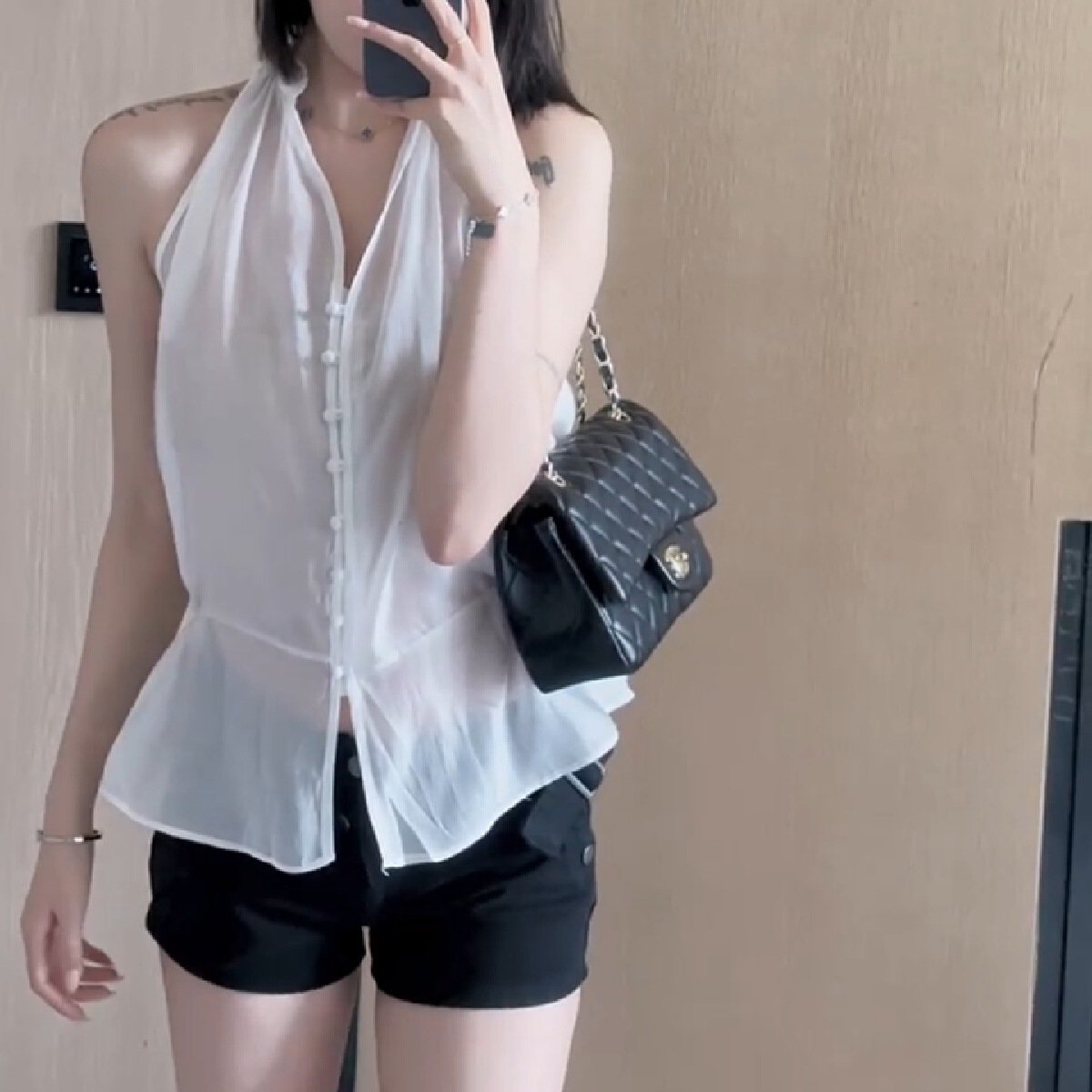 Vapetix S-XL 2025 new summer design small-sized slim-fit versatile solid-color top for women, sleeveless halter- – Bild 3