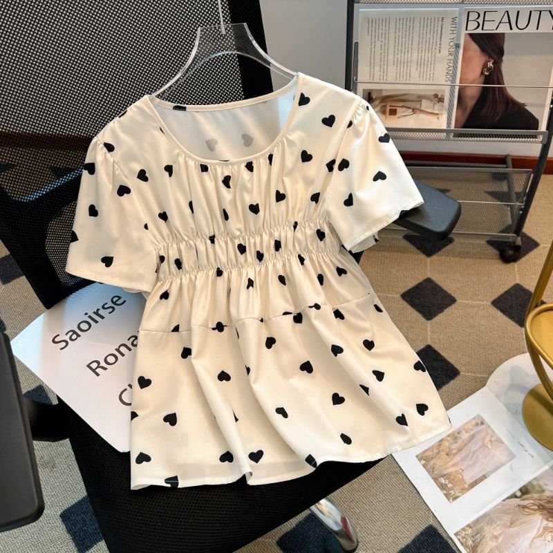 Vapetix Free Size-Free Size Stylish and Versatile Heart Short-Sleeve Shirts for Women - 2025 Summer New Arrival, French Subtle – Bild 3