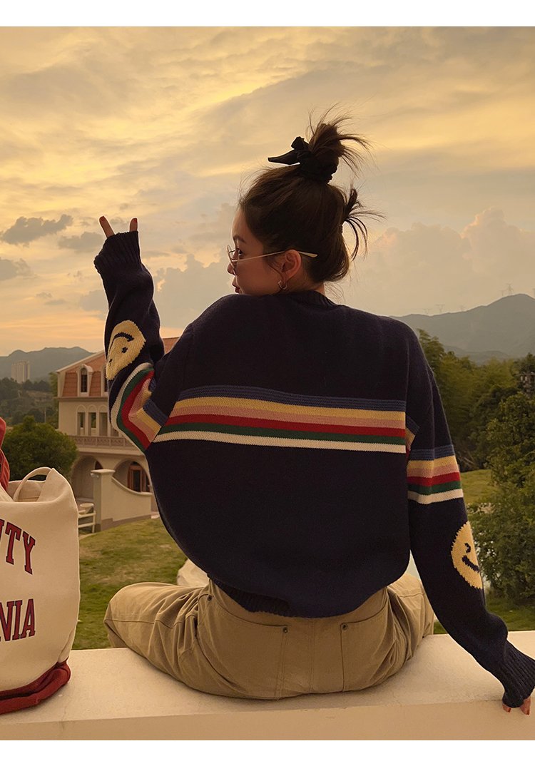 Vapetix Free Size-Free Size 2025 High Quality Autumn and Winter Sweater Knitted Sweater Lazy Style Internet Famous Loose Coat – Bild 4