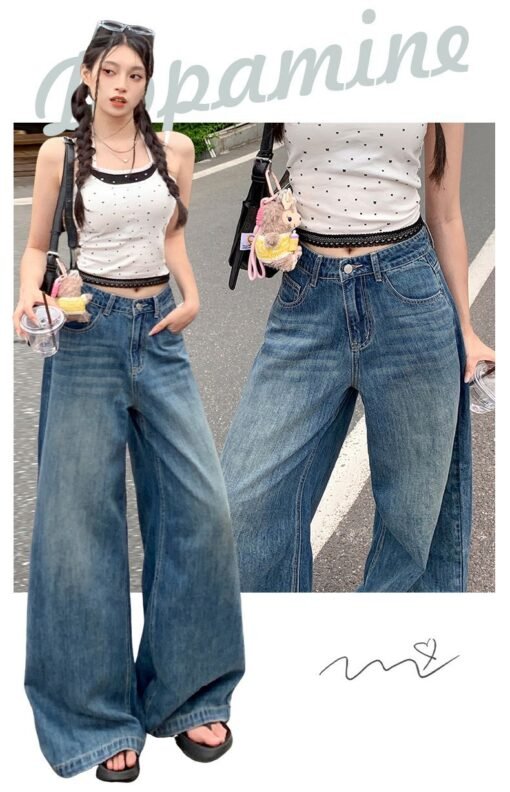 Vapetix XS-XL  Photographed American-style dropped pants, retro high-street design, high-waisted wide-leg, loose n – Bild 2