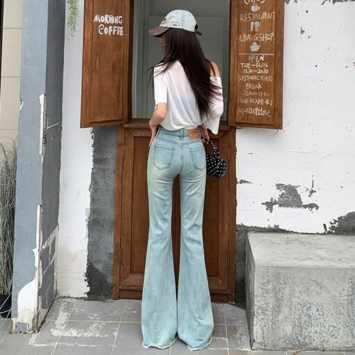 Vapetix XS-XL  Actual shoot light-colored mini-jeans for women, 2025 summer high-waisted slimming invisible horses – Bild 3