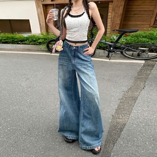 Vapetix XS-XL  Photographed American-style dropped pants, retro high-street design, high-waisted wide-leg, loose n – Bild 3