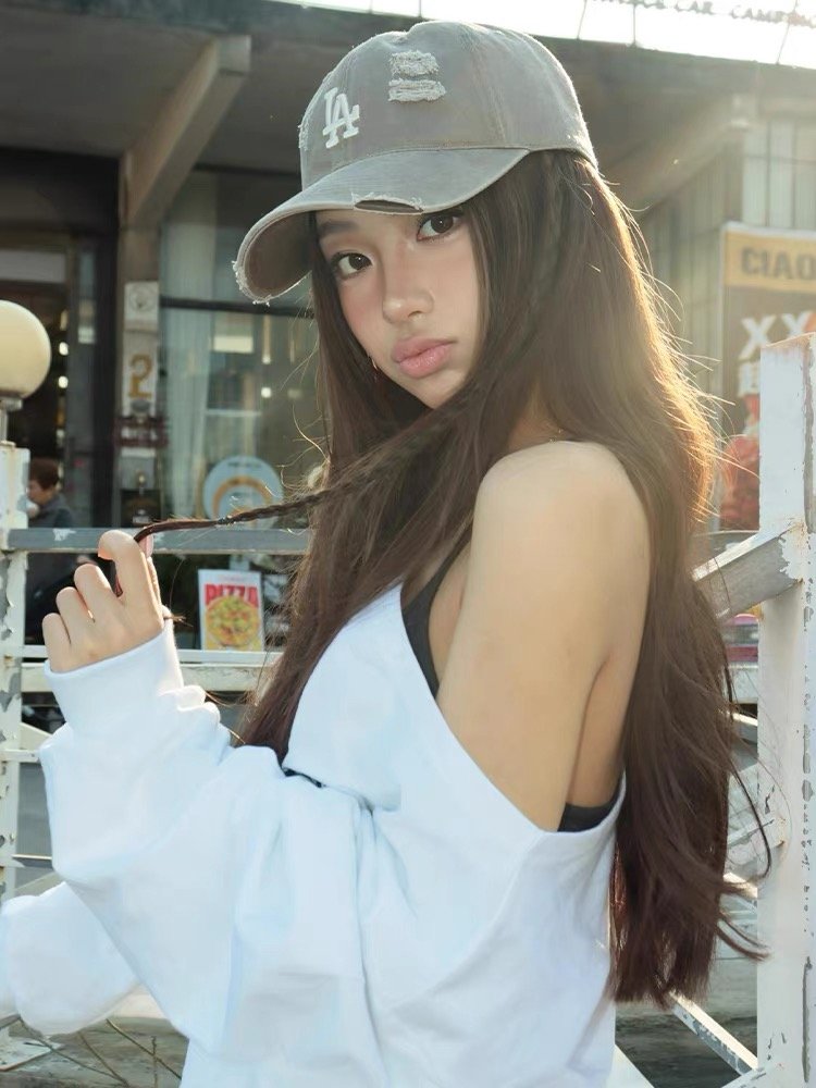 Vapetix M-2XL High-Quality Mamba Cotton 300g Vintage American Print Asymmetrical Shoulder Hoodie Women's Loose To - 图片 3