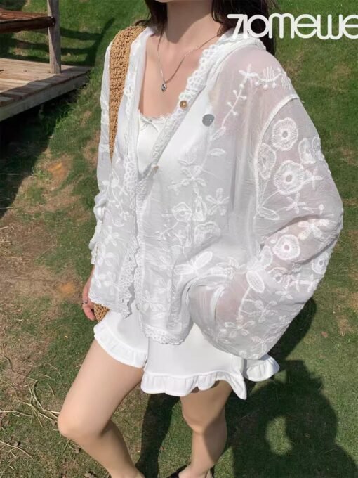 Vapetix Free Size-Free Size  Summer New Boho Retro Cotton Linen Cardigan Top for Women Loose Fit Slimming Versatile 7/8 Sleeve S – Bild 5