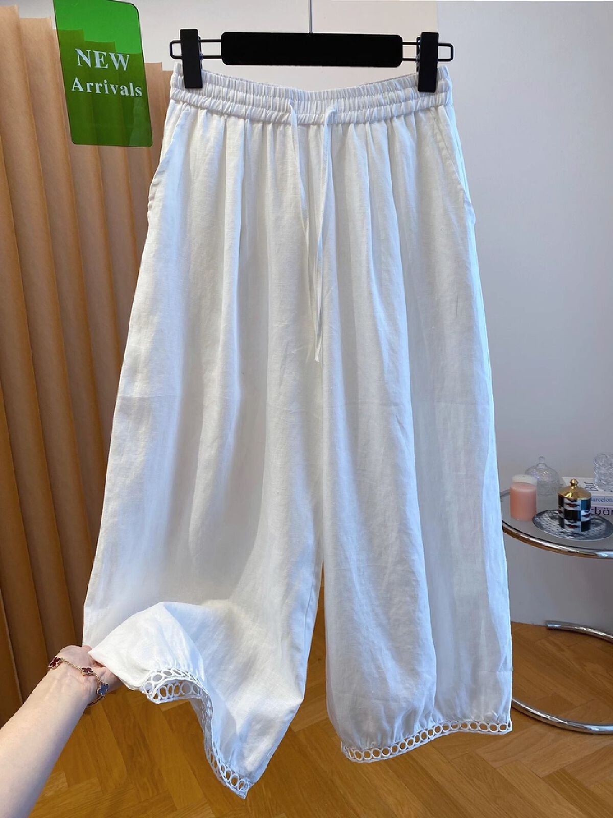 Vapetix M-4XL Special code 300 pounds unique beautiful white women's summer new loose casual 8-inch pants 9-inch – Bild 3