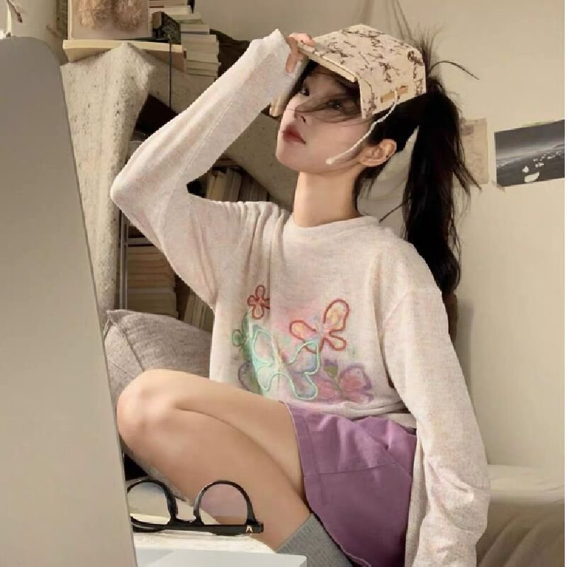 Vapetix S-XL Guangzhou Original Fabric Colorful Hand-painted Graffiti Sun Protection Sweatshirt for Women, Net M – Bild 6