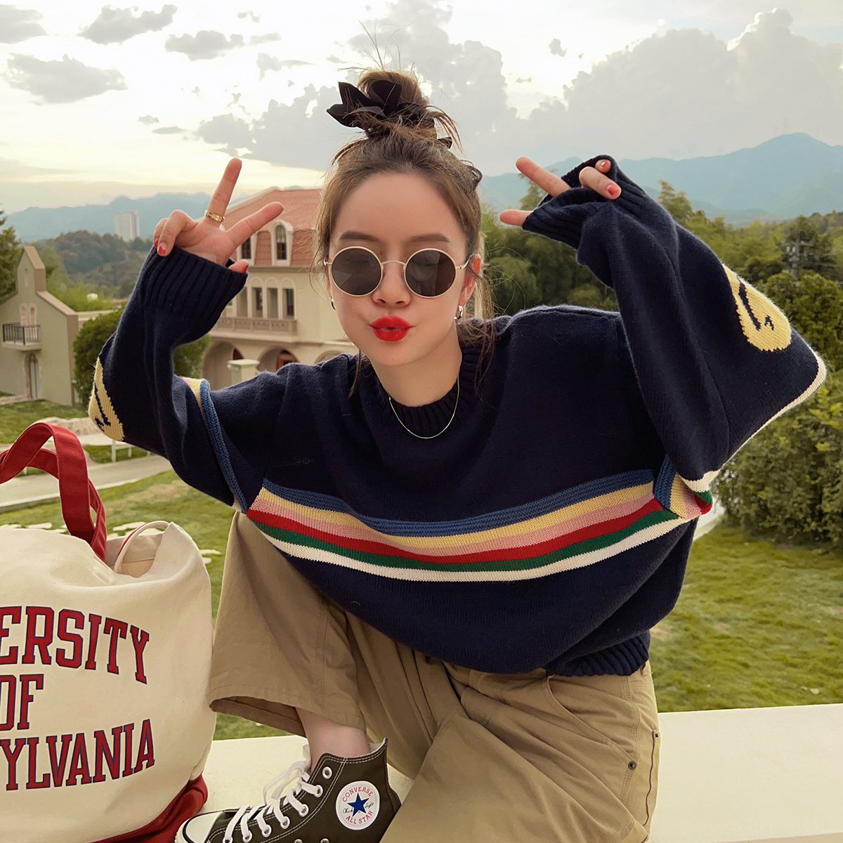 Vapetix Free Size-Free Size 2025 High Quality Autumn and Winter Sweater Knitted Sweater Lazy Style Internet Famous Loose Coat – Bild 7