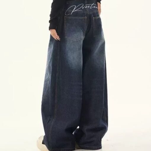 Vapetix S-XL  2025 New Summer Bending Knife Denim Retro Design 3D Women's Loose Floor-Length Wide Leg Scythe Pant – Bild 3