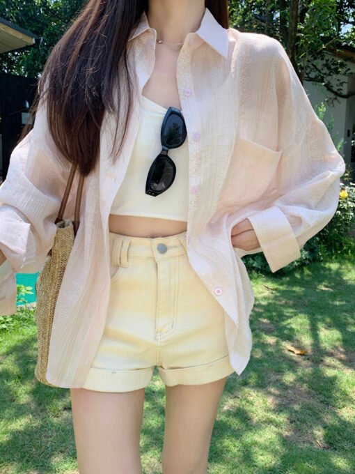 Vapetix M-2XL  Sheer thin sunscreen shirt summer new loose long sleeve blouses coat casual women Ins – Bild 6