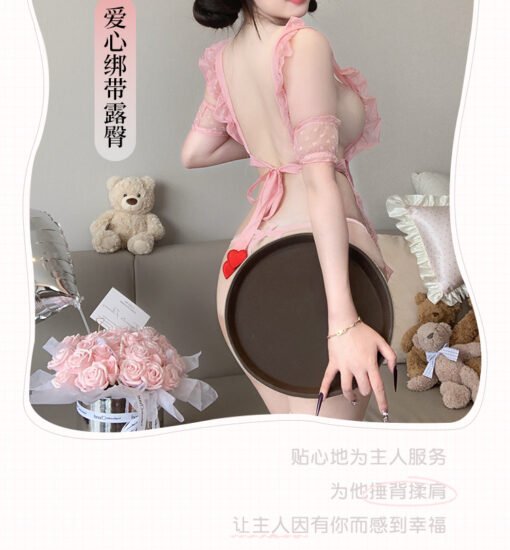 Vapetix Free Size-Free Size  Photographed novelty polka dot lace camisole maid outfit seductive no removal sheer maid exposing b – Bild 4