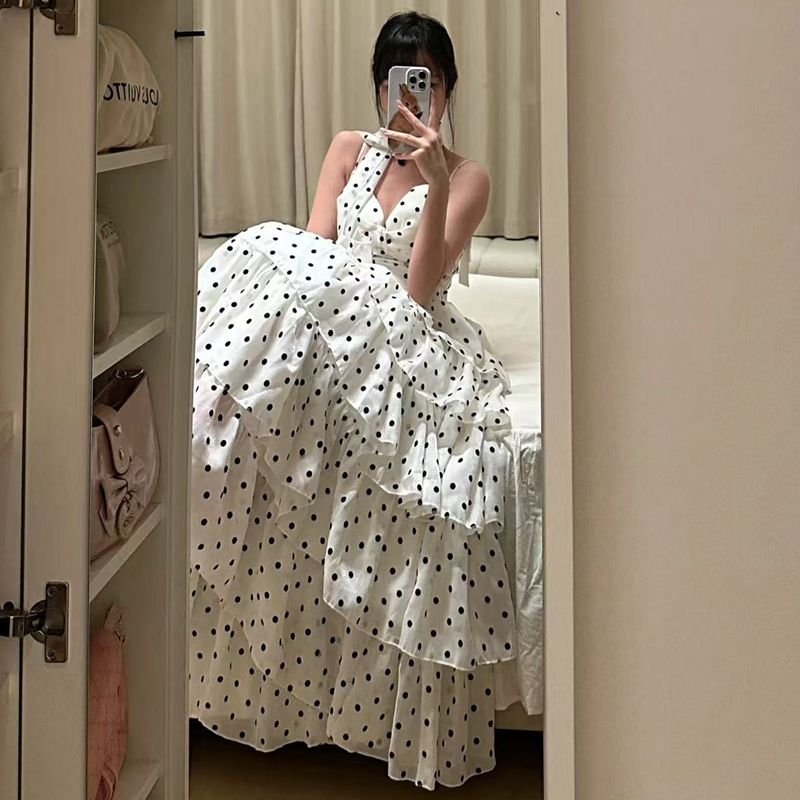 Vapetix S-2XL French Sweet Polka Dot Dress for Women, Summer Stunning High-End Cupcake Dress, Vacation Gentle Sty – Bild 7