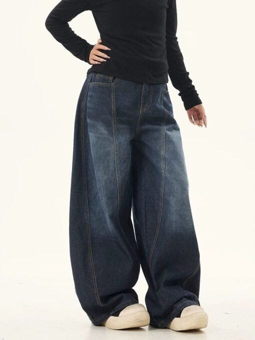 Vapetix S-XL  2025 New Summer Bending Knife Denim Retro Design 3D Women's Loose Floor-Length Wide Leg Scythe Pant – Bild 4