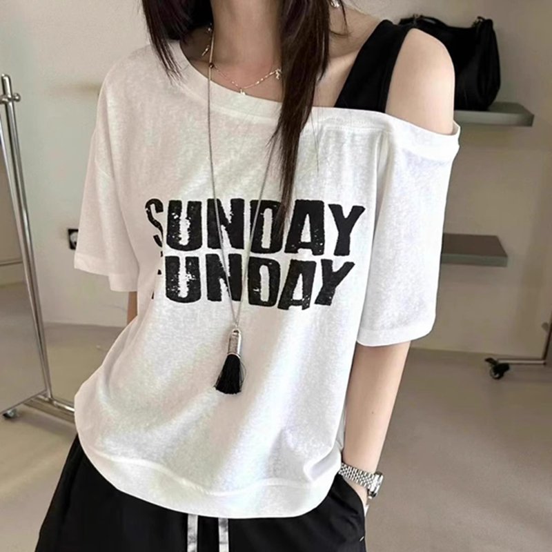 Vapetix S-XL Official image, original quality Korean-style letter print crew neck short-sleeved T-shirt, lazy st – Bild 3