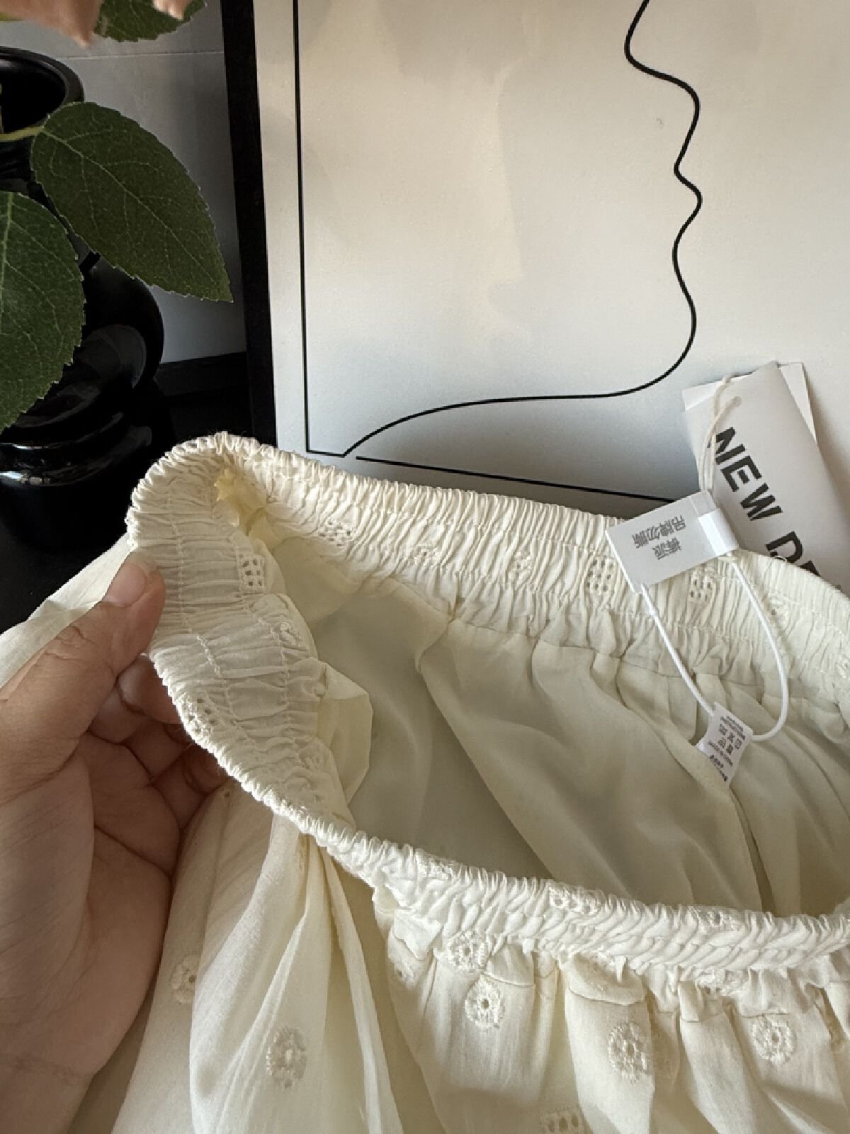 Vapetix S-2XL 100% Cotton Lace Patchwork Waffle Hollow-out Lace Casual Wide Leg Pants Women's Spring and Summer H – Bild 3