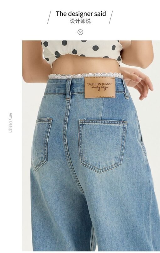 Vapetix XS-2XL  Photographed Lace Waist Side Summer High-Waist Hole Jeans for Women Ins Trendy Tall and Slim Hot Gi – Bild 5