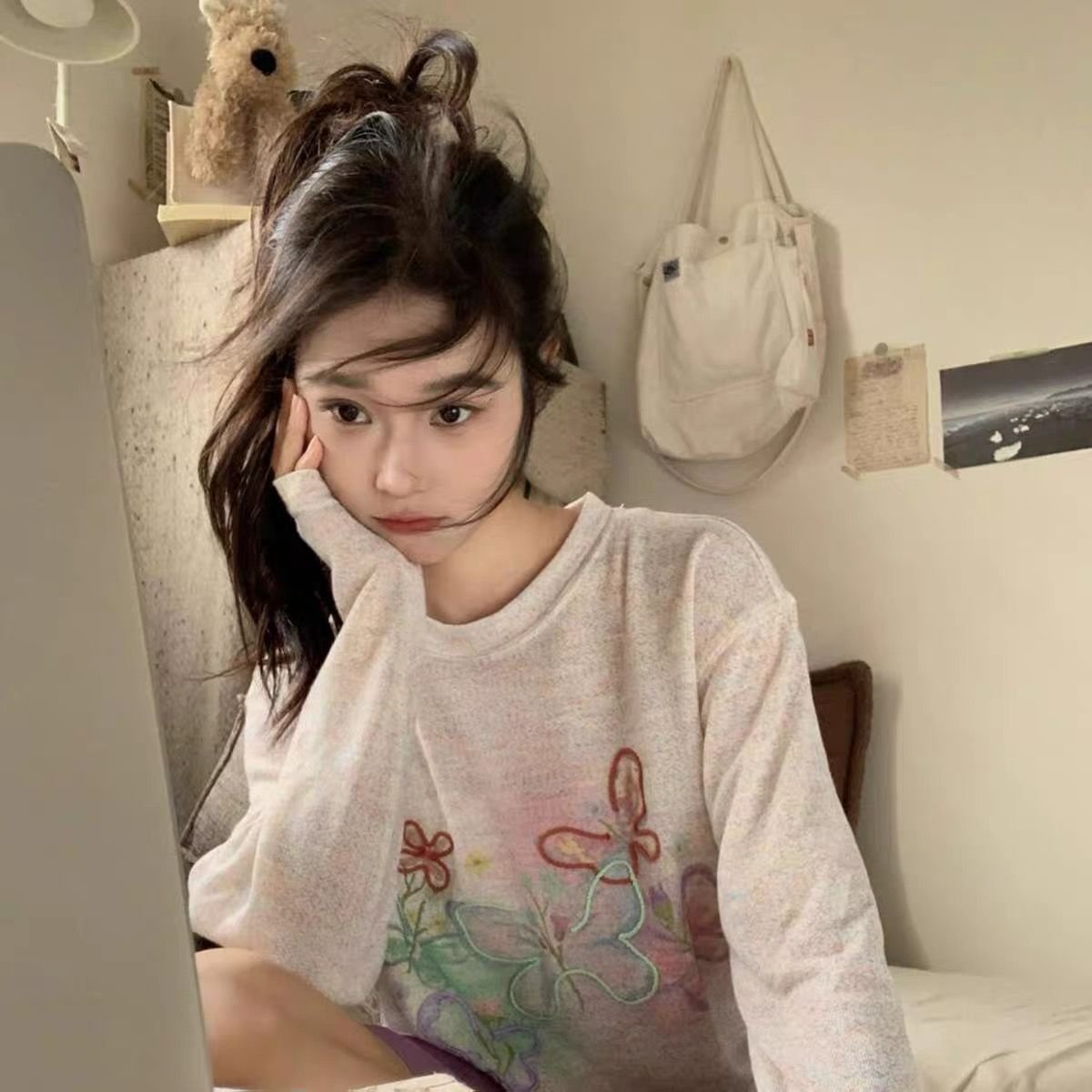 Vapetix S-XL Guangzhou Original Fabric Colorful Hand-painted Graffiti Sun Protection Sweatshirt for Women, Net M – Bild 7