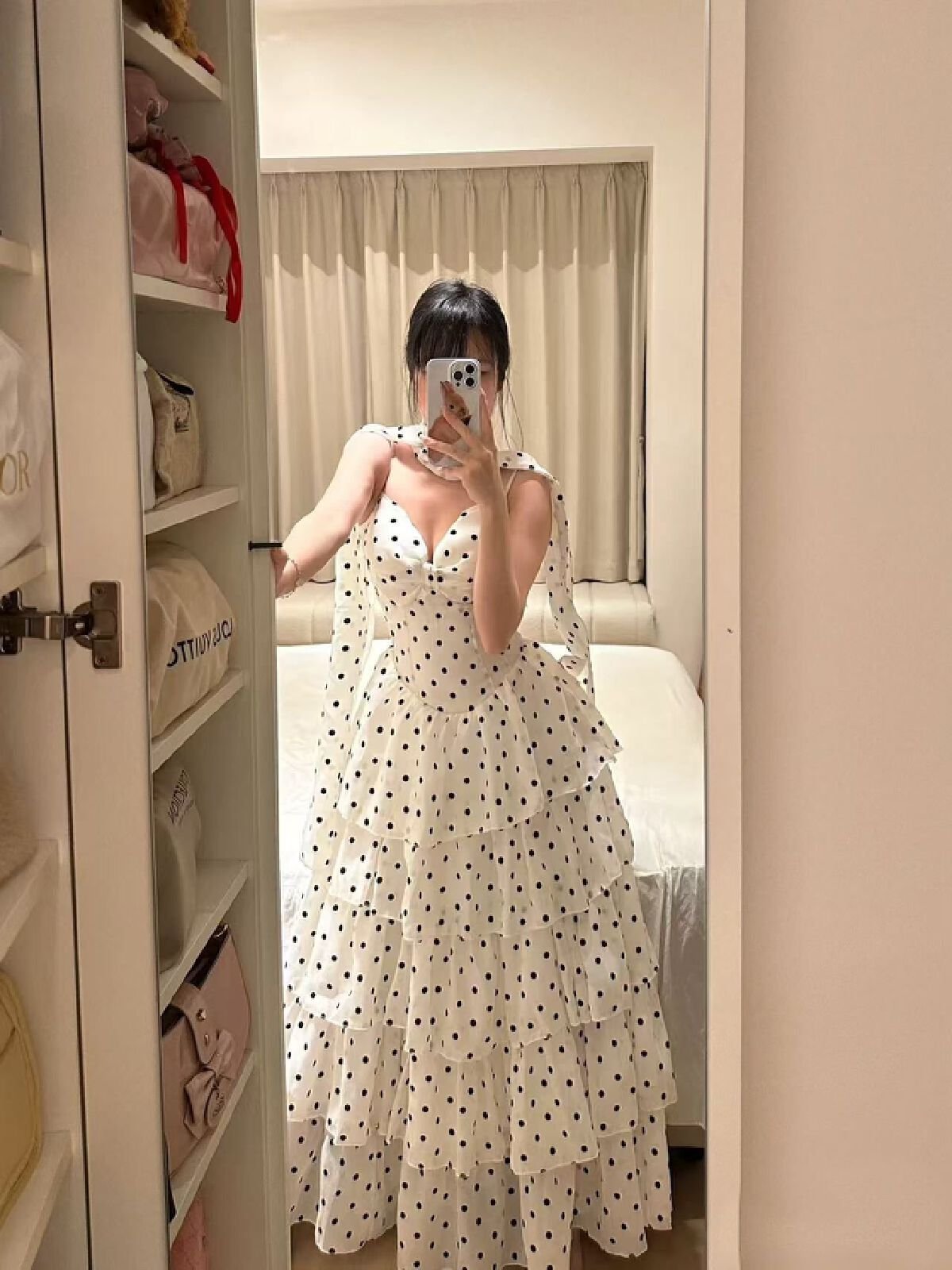 Vapetix S-2XL French Sweet Polka Dot Dress for Women, Summer Stunning High-End Cupcake Dress, Vacation Gentle Sty – Bild 9