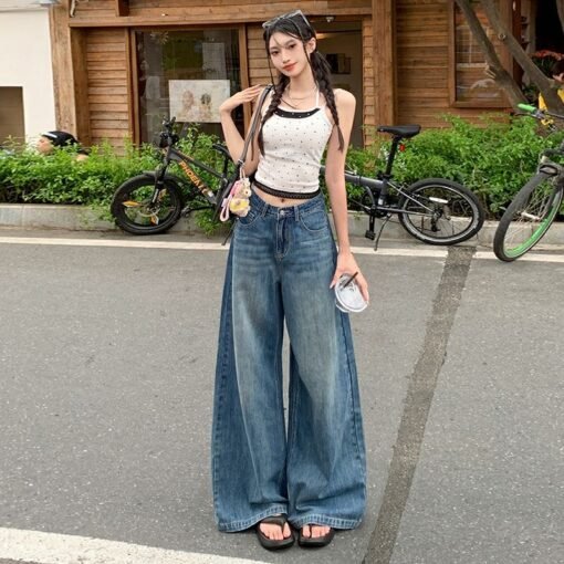 Vapetix XS-XL  Photographed American-style dropped pants, retro high-street design, high-waisted wide-leg, loose n – Bild 4