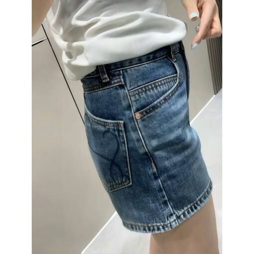 Vapetix XS-4XL  Korean-style plus-size women's blue high-waisted denim shorts, summer thin design, loose A-line wid – Bild 5