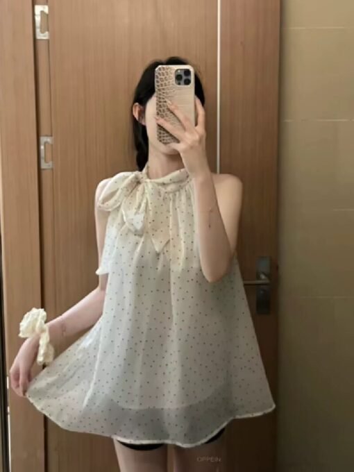 Vapetix S-XL  French-style temperament design butterfly knot V-neck camisole women's summer loose casual unique p – Bild 6