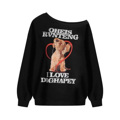 Vapetix M-2XL  High-quality Mamba Cotton 300g Vintage American Print Asymmetrical Shoulder Hoodie Women's Loose To – Bild 3