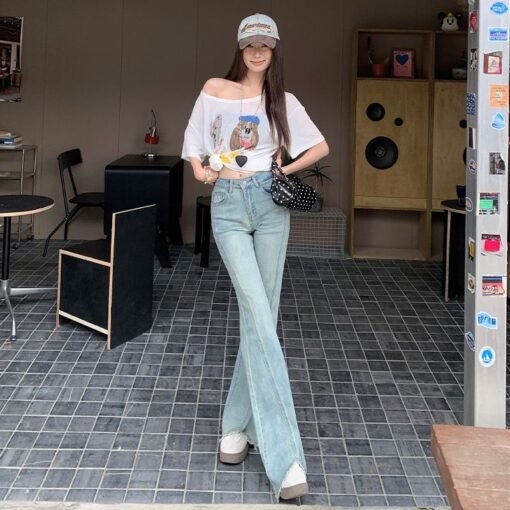 Vapetix XS-XL  Actual shoot light-colored mini-jeans for women, 2025 summer high-waisted slimming invisible horses – Bild 8