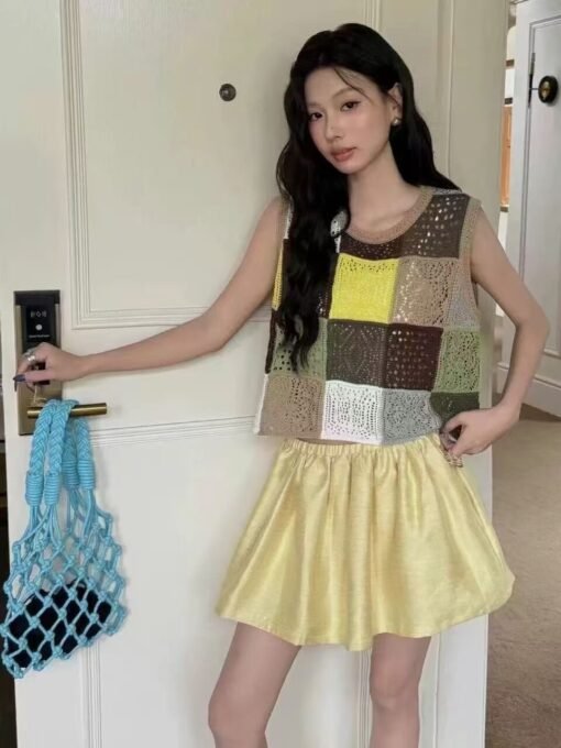 Vapetix Free Size-Free Size  French-style colorful three-dimensional hollow-hand hook sleeveless backless women's summer 2025 ne – Bild 5
