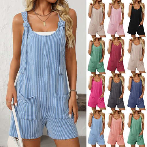 Vapetix S-XL  Cross-border 2025 European and American Women's Fashion Amazon Summer Casual Ribbed One-piece Bodys