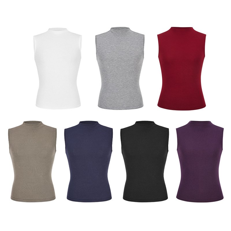 Vapetix S-XL American Style Spice Girl Grey Half-high Collar Sleeveless Vest Women's Summer High-end Sense Chic – Bild 3