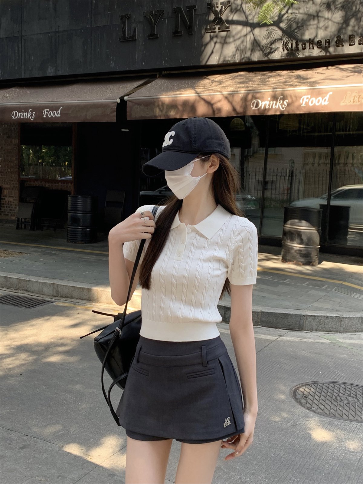 Vapetix S-L Old Money Polo Collared Cashmere Pattern Knit Short Sleeve Women's Spring Summer Regular Shoulder B