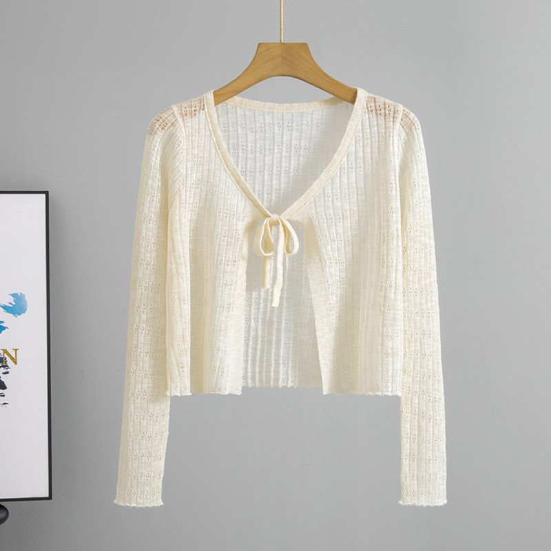 Vapetix Free Size-Free Size Cross-border Korean style lace thin sun protection knitted sweater women's summer 2025 new fashion