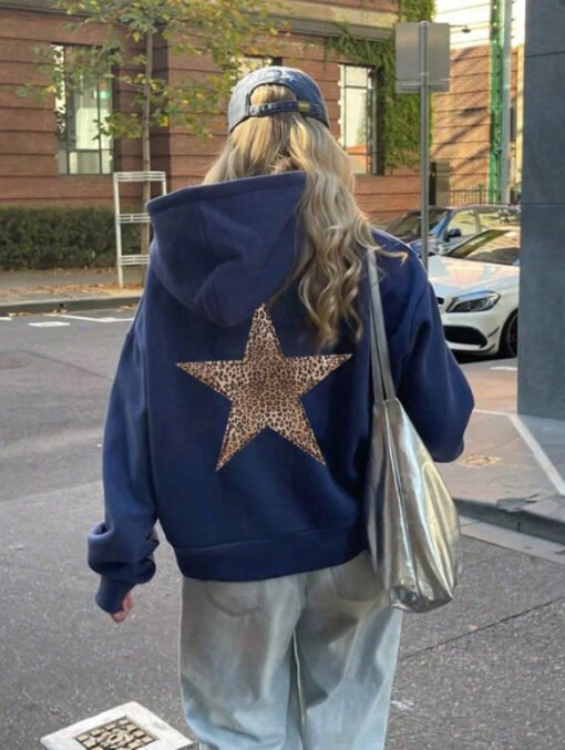 Vapetix XS-XXXL  Ocode EZwear Leopard Print & Star Design Hoodie Western Personality Streetwear – Bild 5