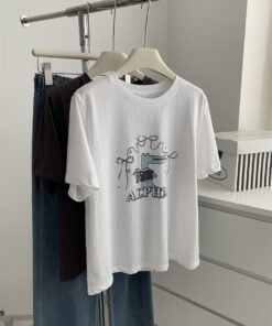 Vapetix Unisex size 85-125 lbs-Unisex size 85-125 lbs  Lightweight breathable imitation flax feel short-sleeved women's age-defying Korean cartoon T-shirt