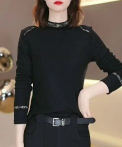 Vapetix M-4XL  Women's Autumn/Winter Semi-High Collar Double-Faced Fleece Warm Stylish Slimming Long-Sleeve Base L