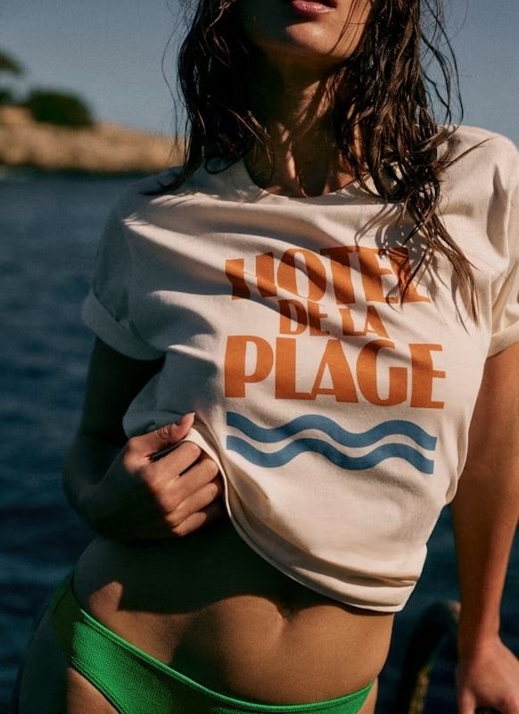 Vapetix S-L 25 Summer New French Niche Personality Letter Print Round Neck Short Sleeve Top Women's Casual Loos – Bild 4