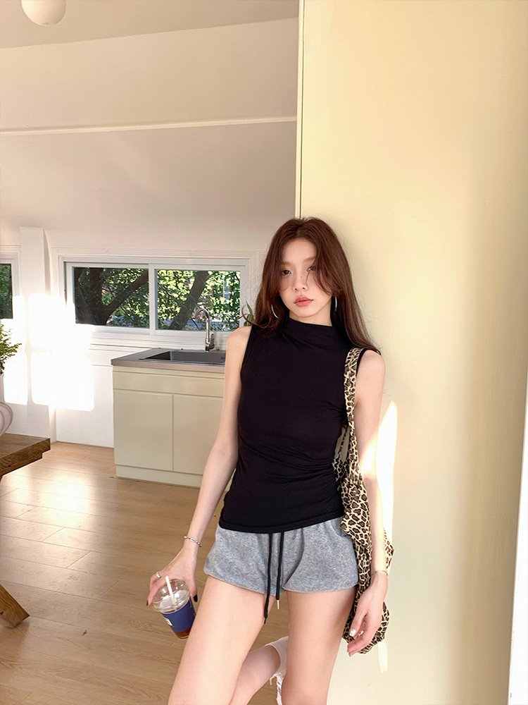 Vapetix S-XL American Style Spice Girl Grey Half-high Collar Sleeveless Vest Women's Summer High-end Sense Chic – Bild 4