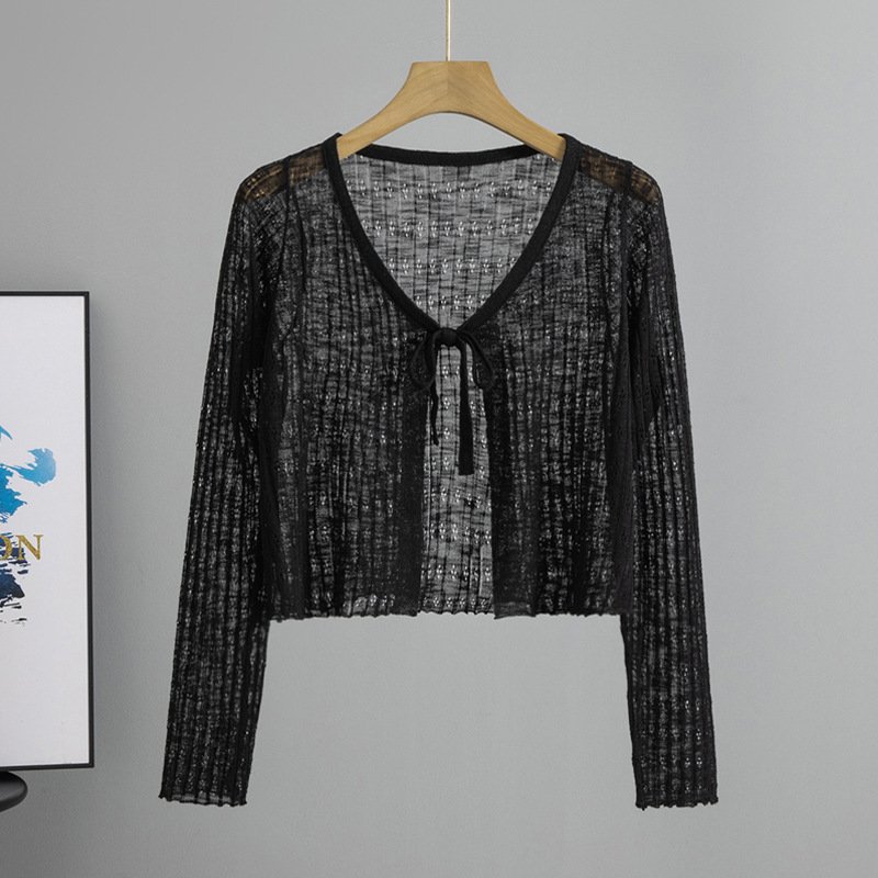 Vapetix Free Size-Free Size Cross-border Korean style lace thin sun protection knitted sweater women's summer 2025 new fashion – Bild 3