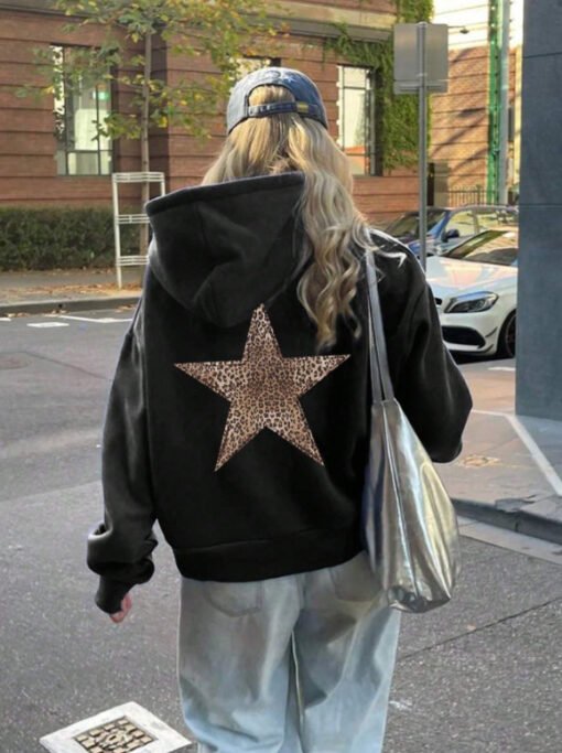 Vapetix XS-XXXL  Ocode EZwear Leopard Print & Star Design Hoodie Western Personality Streetwear – Bild 8