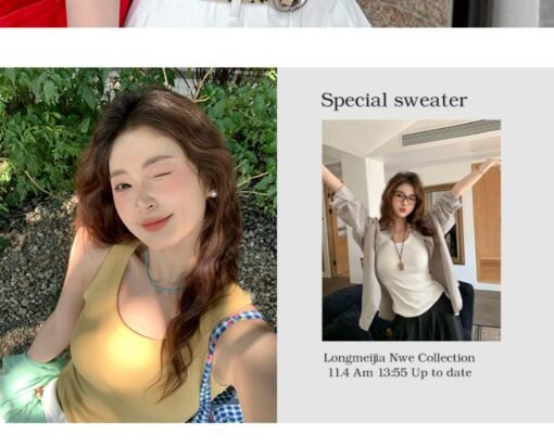 Vapetix ●●S-●●L  Yellow I-beam strap vest ladies' outerwear summer new beautiful no bra pad bottoming inner layer to