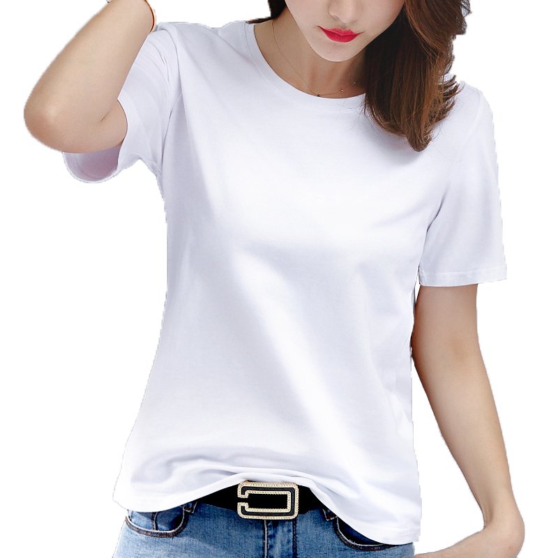 Vapetix S-M Women's Loose Pure Cotton White Short Sleeve T-Shirt 2024 Summer New Pure Color Base Shirt Half Sle – Bild 2